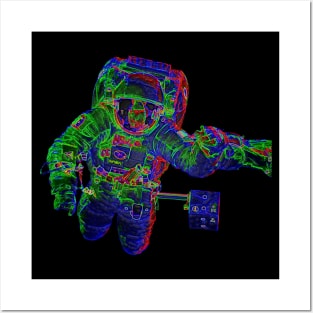 NASA Astronaut in Blue, Green and Red Colors Posters and Art